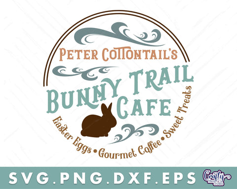 Bunny Trail Cafe | Round Easter Svg | Easter Door Hanger Svg SVG Crafty Mama Studios 