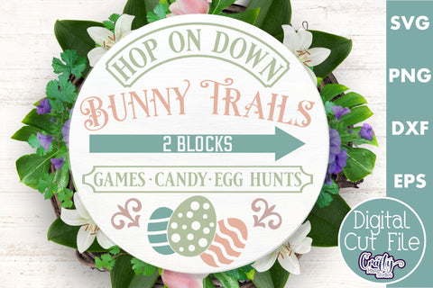 Bunny Trails | Round Easter Svg | Easter Door Hanger Svg SVG Crafty Mama Studios 