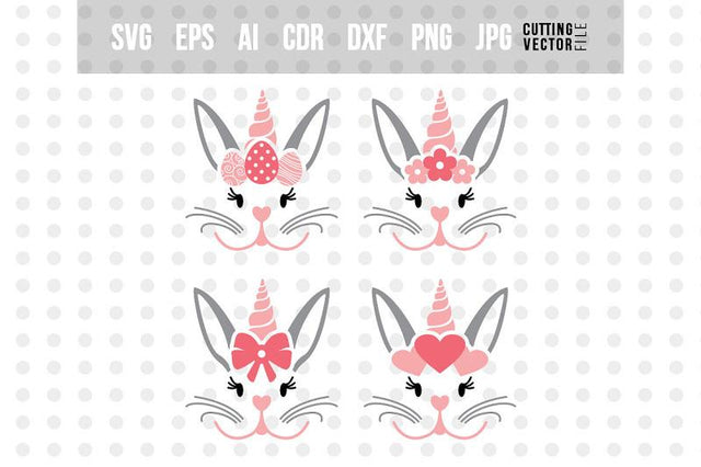 Bunny Unicorn SVG - Four Designs SVG VectorSVGdesign 