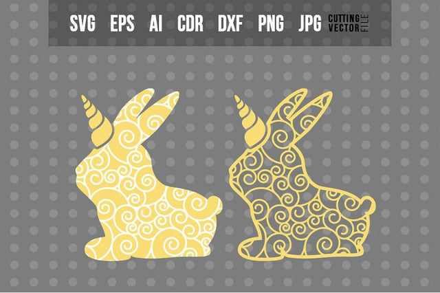 Bunny Unicorn - With Decorative Ornaments SVG VectorSVGdesign 