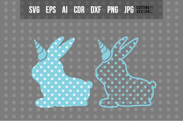 Bunny Unicorn with Polka-Dots - Easter Design SVG VectorSVGdesign 