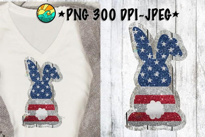 Bunny - USA - Flag - Glitter - Easter - PNG 300 DPI - JPEG Sublimation On the Beach Boutique 