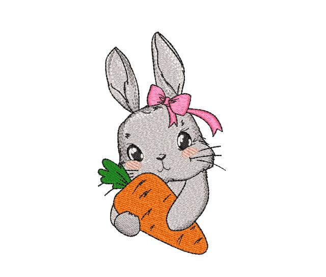Bunny with a Carrot Embroidery Design, Easter Embroidery File, 3 sizes Embroidery/Applique DESIGNS Nino Nadaraia 