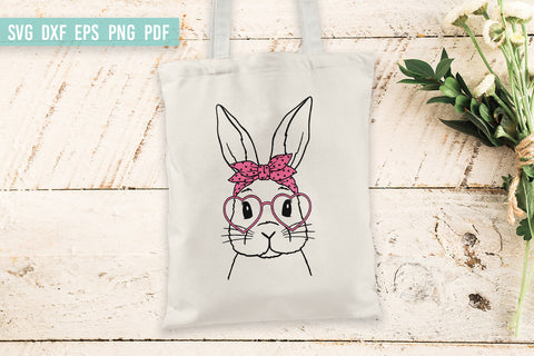 Bunny with bandana and glasses | Easter Bunny SVG | Hearts print SVG Irina Ostapenko 