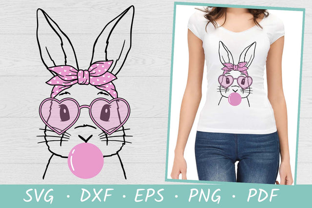 Bunny with bandana glasses bubble gum | Easter Bunny SVG SVG Irina Ostapenko 