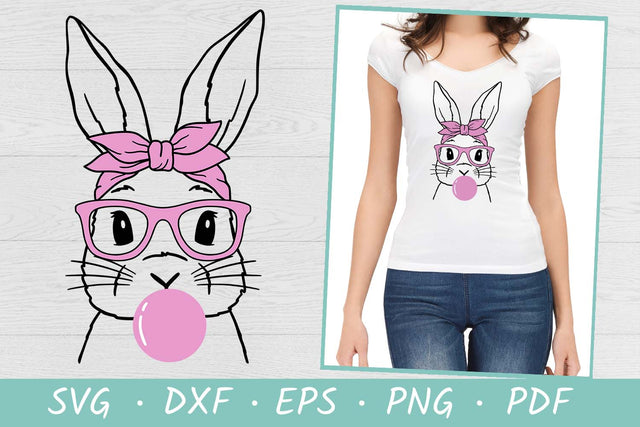 Bunny with bandana glasses bubble gum | Easter Bunny SVG SVG Irina Ostapenko 