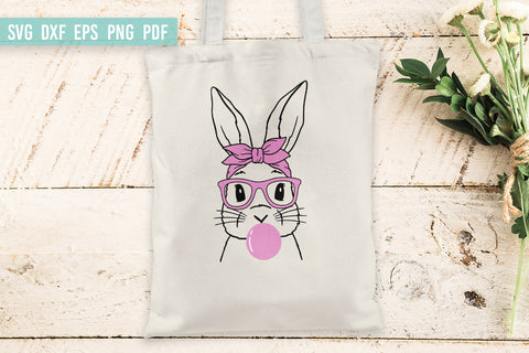 Bunny with bandana glasses bubble gum | Easter Bunny SVG SVG Irina Ostapenko 