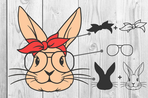 Bunny with bandana- Glasses- Happy Easter SVG, DXF, EPS, PNG SVG dadan_pm 