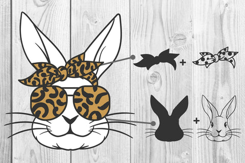 Bunny with bandana- Glasses- Happy Easter SVG, DXF, EPS, PNG SVG dadan_pm 