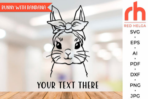 Bunny with Bandana SVG, Rabbit Face Cut File, Easter Decor DXF, Spring Window SVG RedHelgaArt 