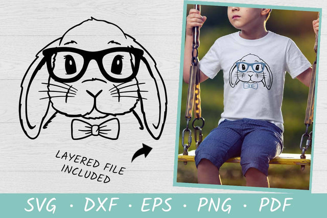 Bunny with Bowtie Glasses | Easter Bunny SVG | Hand Drawn SVG Irina Ostapenko 
