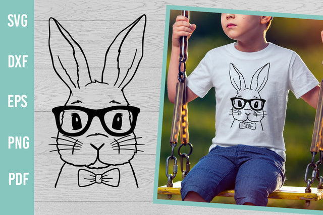Bunny with Bowtie Glasses | Easter Bunny SVG | Hand Drawn SVG Irina Ostapenko 