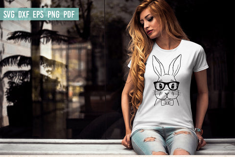 Bunny with Bowtie Glasses | Easter Bunny SVG | Hand Drawn SVG Irina Ostapenko 
