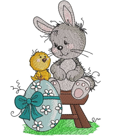Bunny with chick and easter egg Embroidery/Applique DESIGNS ArtEMByNatalia 