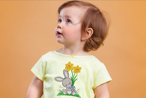Bunny with daffodils, Easter bunny embroidery design. Embroidery/Applique DESIGNS ArtEMByNatalia 