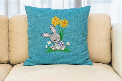 Bunny with daffodils, Easter bunny embroidery design. Embroidery/Applique DESIGNS ArtEMByNatalia 