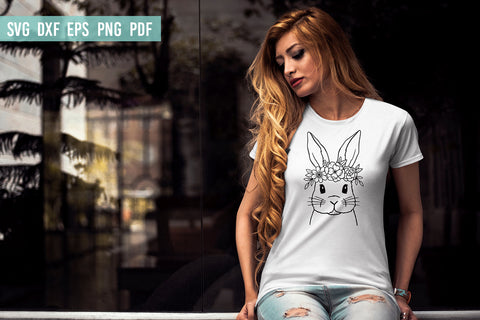 Bunny with Flower Crown | Easter Bunny SVG | Hand Drawn SVG Irina Ostapenko 