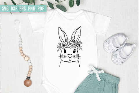 Bunny with Flower Crown | Easter Bunny SVG | Hand Drawn SVG Irina Ostapenko 