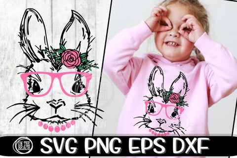 Bunny With Glasses - Flowers - Pearls - SVG PNG EPS DXF SVG On the Beach Boutique 