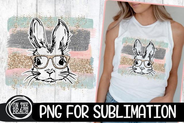 Bunny With Glasses - Pastel - Mother's Day PNG Sublimation Sublimation On the Beach Boutique 
