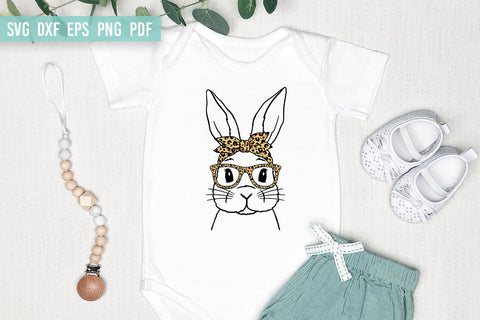 Bunny with leopard bandana and glasses | Easter Bunny SVG SVG Irina Ostapenko 