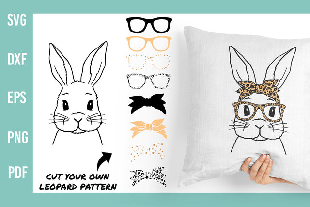 Bunny with leopard bandana and glasses | Easter Bunny SVG SVG Irina Ostapenko 