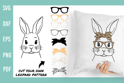 Bunny with leopard bandana and glasses | Easter Bunny SVG SVG Irina Ostapenko 
