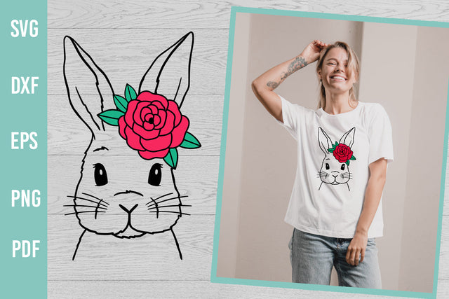 Bunny with rose | Easter Bunny SVG | Hand Drawn | Flower SVG SVG Irina Ostapenko 