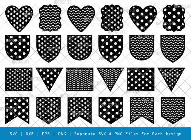 Bunting Banner SVG, Bunting Banner Silhouette, Bunting Svg, Bunting Pattern Svg, Birthday Banners, Party Banner Svg, Birthday Garland Svg, Bunting Bundle SVG ETC Craft 