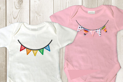 Bunting Flag Applique Embroidery Design Set with Raggy Applique Option Embroidery/Applique DESIGNS Designed by Geeks 