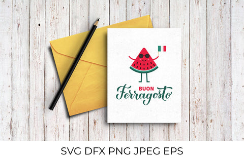 Buon Ferragosto calligraphy lettering. Italian summer holiday. SVG LaBelezoka 