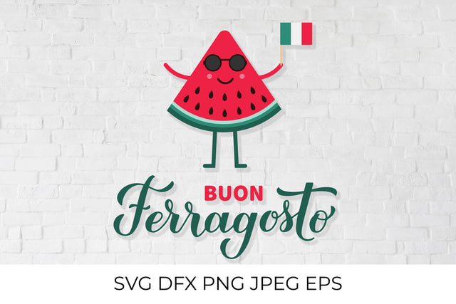 Buon Ferragosto calligraphy lettering. Italian summer holiday. SVG LaBelezoka 