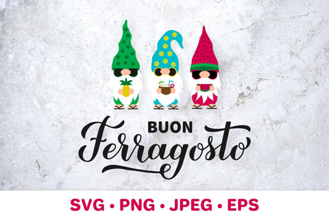 Buon Ferragosto gnomes SVG. Italian summer holiday SVG LaBelezoka 