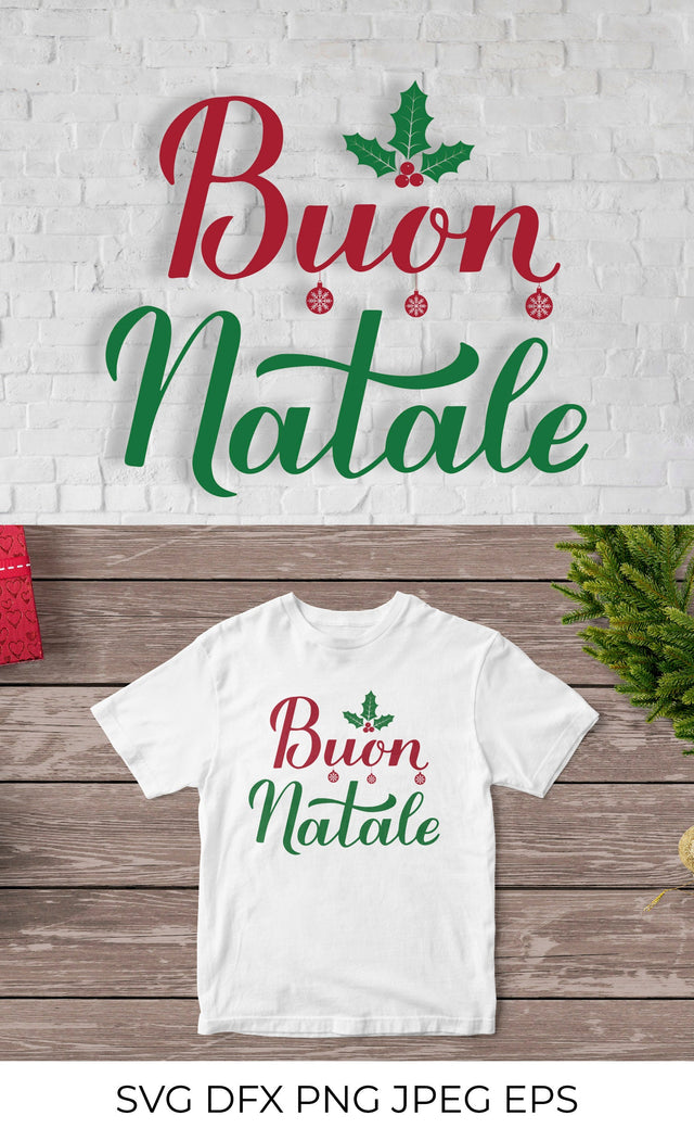 Buon Natale calligraphy lettering. Merry Christmas in Italian SVG LaBelezoka 