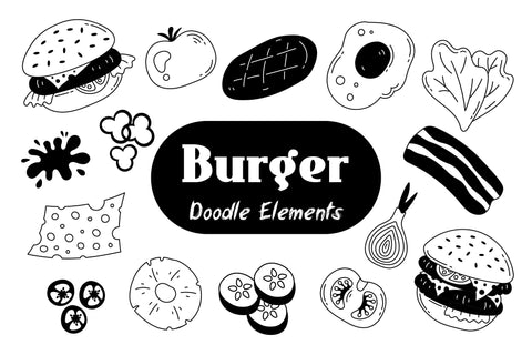 Burger Doodle Elements Sublimation Rin Green 