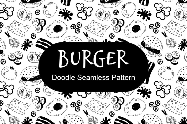Burger Doodle Seamless Pattern Digital Pattern Rin Green 