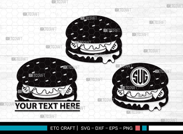 Burger Monogram SVG Cut File | Hamburger Svg | Fast Food Svg | Bbq Food Svg | Cheeseburger Svg | Burger Clipart SVG ETC Craft 