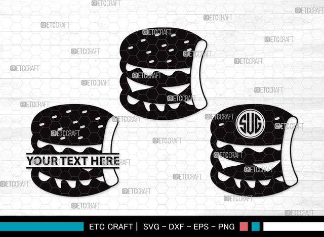 Burger Monogram SVG Cut File | Hamburger Svg | Fast Food Svg | Bbq Food Svg | Cheeseburger Svg | Burger Clipart SVG ETC Craft 