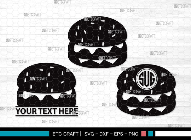 Burger Monogram SVG Cut File | Hamburger Svg | Fast Food Svg | Bbq Food Svg | Cheeseburger Svg | Burger Clipart SVG ETC Craft 