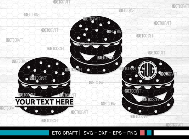Burger Monogram SVG Cut File | Hamburger Svg | Fast Food Svg | Bbq Food Svg | Cheeseburger Svg | Burger Clipart SVG ETC Craft 