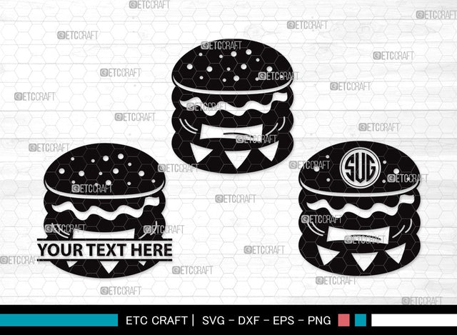 Burger Monogram SVG Cut File | Hamburger Svg | Fast Food Svg | Bbq Food Svg | Cheeseburger Svg | Burger Clipart SVG ETC Craft 