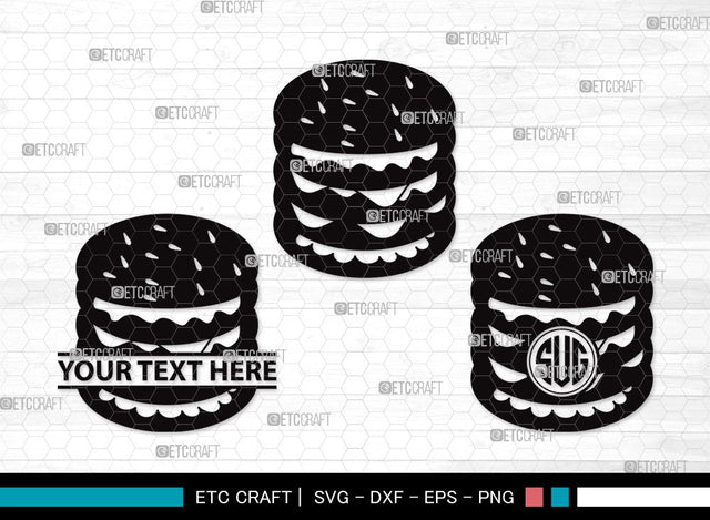Burger Monogram SVG Cut File | Hamburger Svg | Fast Food Svg | Bbq Food Svg | Cheeseburger Svg | Burger Clipart SVG ETC Craft 
