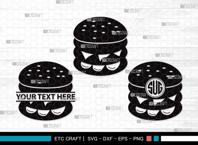Burger Monogram SVG Cut File | Hamburger Svg | Fast Food Svg | Bbq Food Svg | Cheeseburger Svg | Burger Clipart SVG ETC Craft 