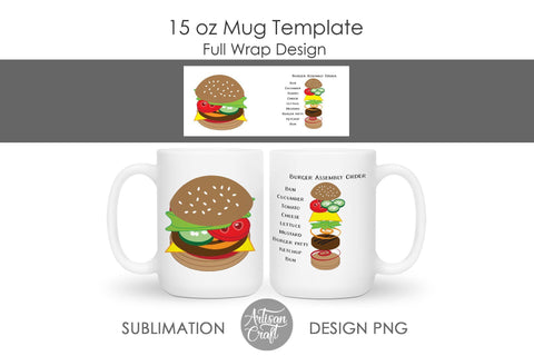 Burger Mug, burger assembly, recipe mug SVG Artisan Craft SVG 
