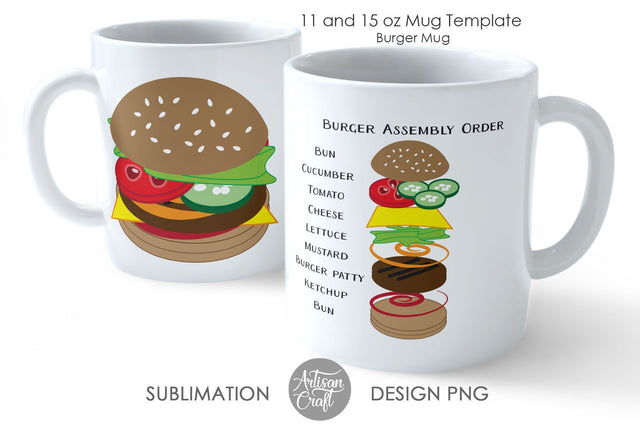 Burger Mug, burger assembly, recipe mug SVG Artisan Craft SVG 
