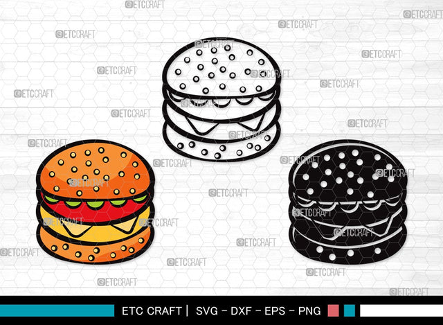 Burger SVG Cut File | Hamburger Svg | Fast Food Svg | Bbq Food Svg | Cheeseburger Svg | Burger Clipart SVG ETC Craft 