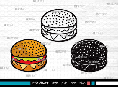Burger SVG Cut File | Hamburger Svg | Fast Food Svg | Bbq Food Svg | Cheeseburger Svg | Burger Clipart SVG ETC Craft 