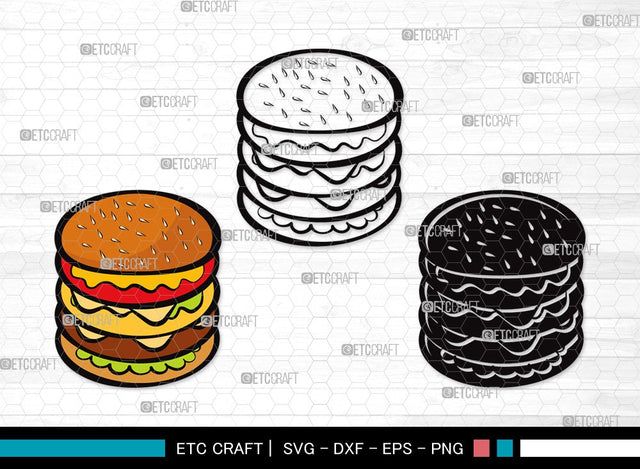 Burger SVG Cut File | Hamburger Svg | Fast Food Svg | Bbq Food Svg | Cheeseburger Svg | Burger Clipart SVG ETC Craft 