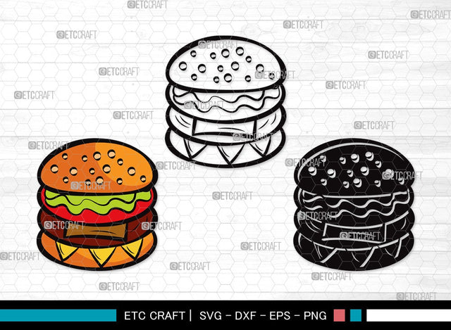 Burger SVG Cut File | Hamburger Svg | Fast Food Svg | Bbq Food Svg | Cheeseburger Svg | Burger Clipart SVG ETC Craft 
