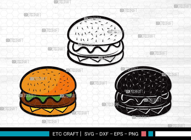Burger SVG Cut File | Hamburger Svg | Fast Food Svg | Bbq Food Svg | Cheeseburger Svg | Burger Clipart SVG ETC Craft 